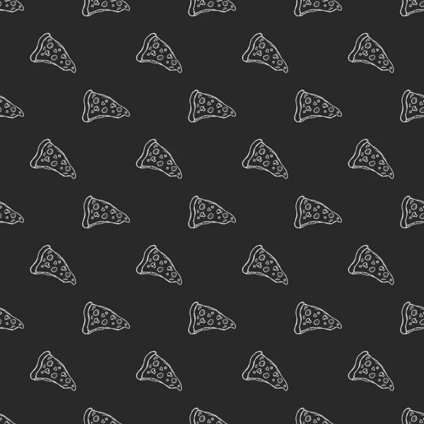 Patrón Pizza Sin Costuras Fondo Pizza Dibujado Doodle Vector Pizza — Vector de stock