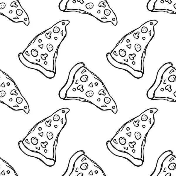 Χωρίς Ραφές Μοτίβο Πίτσας Ζωγραφισμένο Φόντο Πίτσα Εικονογράφηση Πίτσας Φορέα — Διανυσματικό Αρχείο