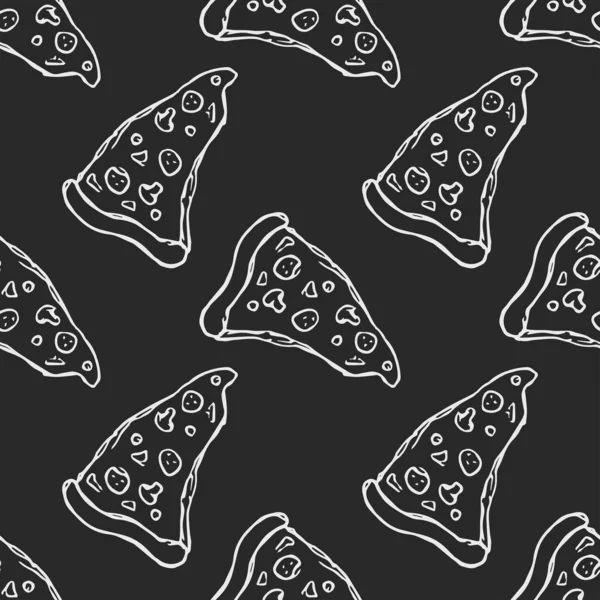 Sömlöst Pizzamönster Ritad Pizza Bakgrund Doodle Vektor Pizza Illustration — Stock vektor