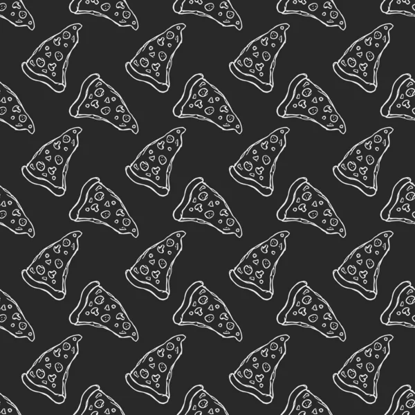 Padrão Pizza Sem Costura Fundo Pizza Desenhado Doodle Vetor Pizza — Vetor de Stock