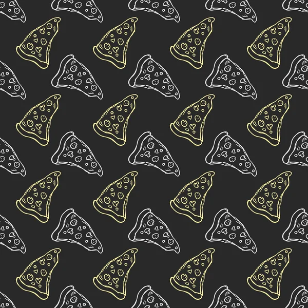 Безшовний Візерунок Піци Намальований Фон Піци Doodle Векторна Ілюстрація Піци — стоковий вектор