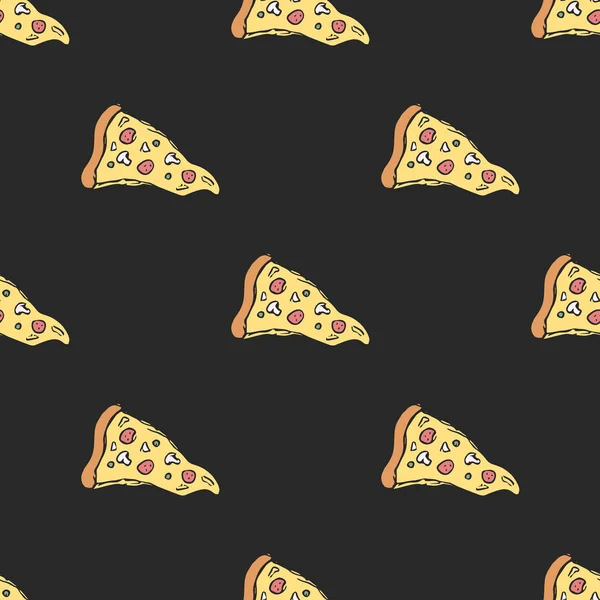 Nahtloses Pizzamuster Gezeichnete Pizza Hintergrund Doodle Vektorpizza Illustration — Stockvektor