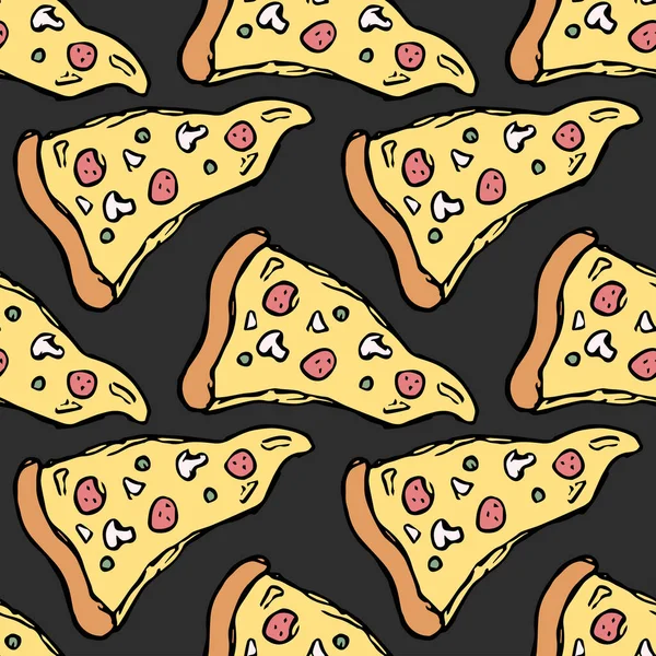 Безшовний Візерунок Піци Намальований Фон Піци Doodle Векторна Ілюстрація Піци — стоковий вектор