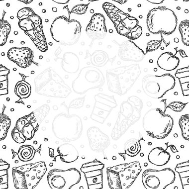 Mesajlaşmak için yeri olan bir yiyecek. Çizilmiş yemek çizimi