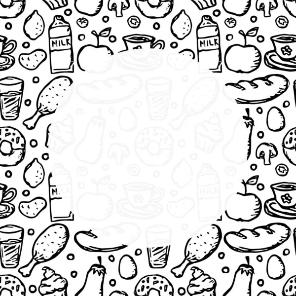 Étel Háttér Hely Szöveges Rajzolt Élelmiszer Illusztráció — Stock Fotó