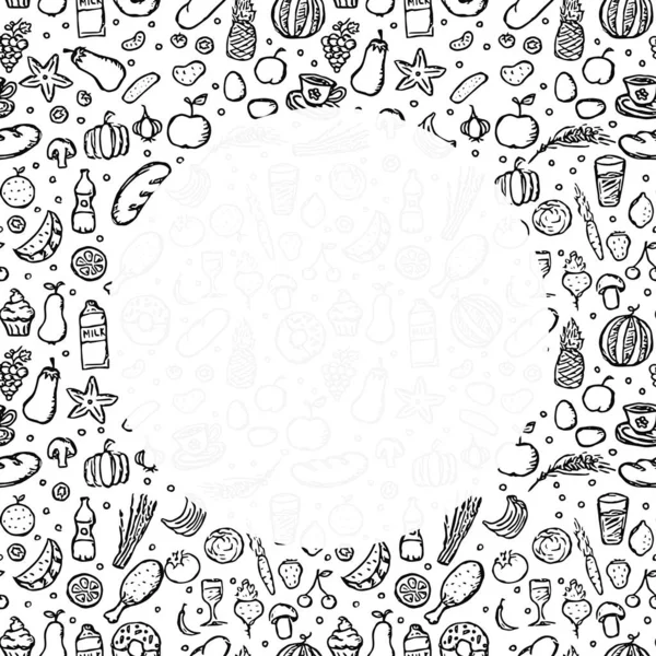 Food Backgrond Place Text Drawn Food Illustration — Stock Photo, Image