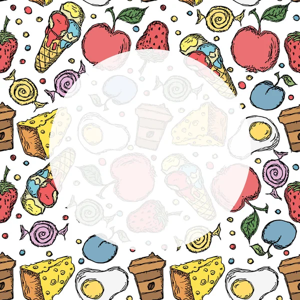 Food Backgrond Place Text Drawn Food Illustration — Stock Photo, Image