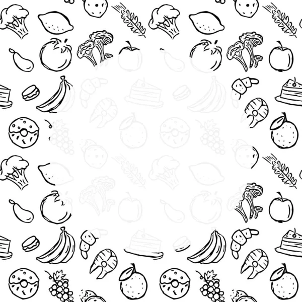 Fondo Alimentos Con Lugar Para Texto Ilustración Alimentos Extraídos — Foto de Stock