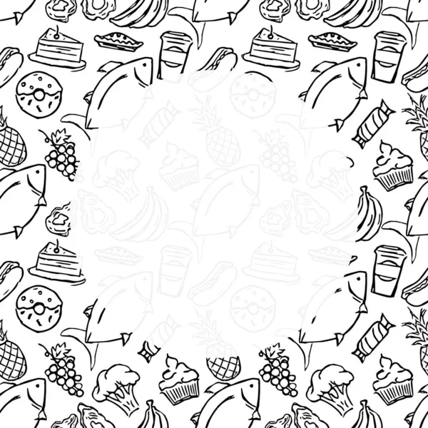 Τρόφιμα Backgrond Θέση Για Κείμενο Σχεδιασμένη Απεικόνιση Τροφίμων — Φωτογραφία Αρχείου
