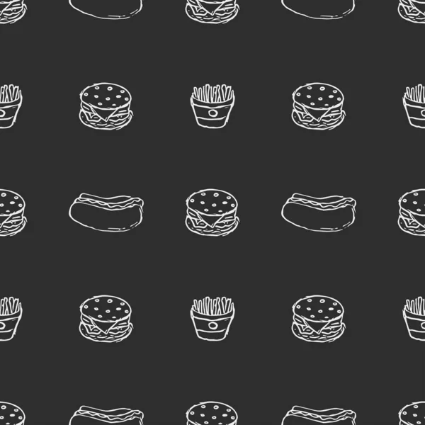 Pola Makanan Cepat Saji Makanan Cepat Saji Latar Belakang Doodle — Stok Foto