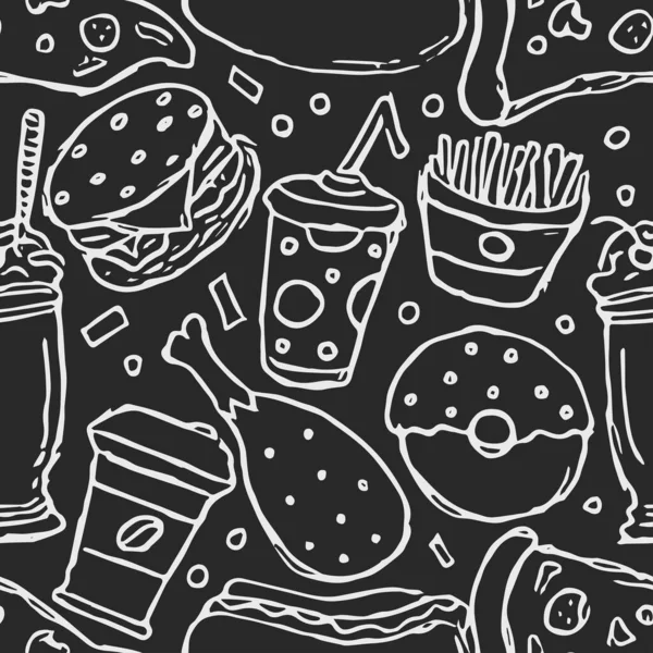 Padrão Fast Food Sem Costura Fundo Fast Food Doodle Ícones — Fotografia de Stock