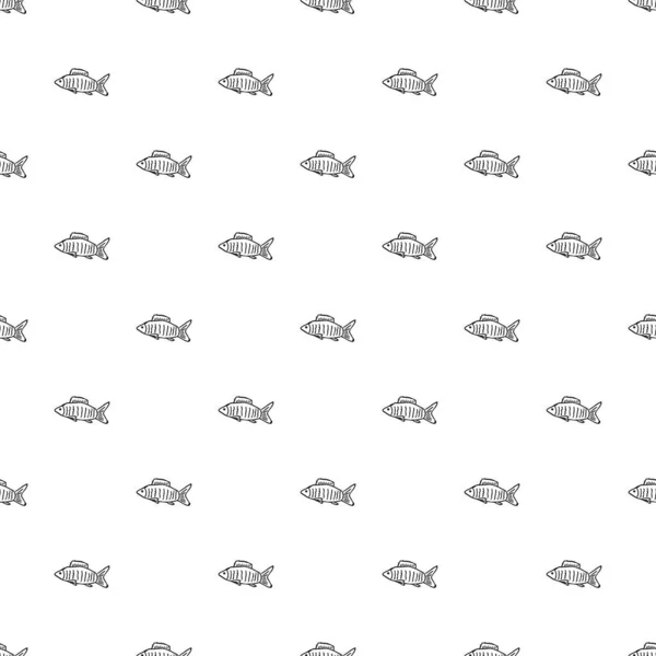 Płynny Rybi Wzór Rysunek Tła Ryby Ilustracja Owoców Morza — Wektor stockowy