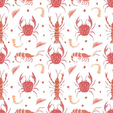 Renkli deniz ürünleri deseni. Deniz mahsulleri arkaplanı