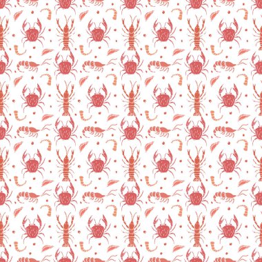 Renkli deniz ürünleri deseni. Deniz mahsulleri arkaplanı