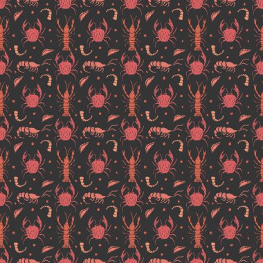 Renkli deniz ürünleri deseni. Deniz mahsulleri arkaplanı