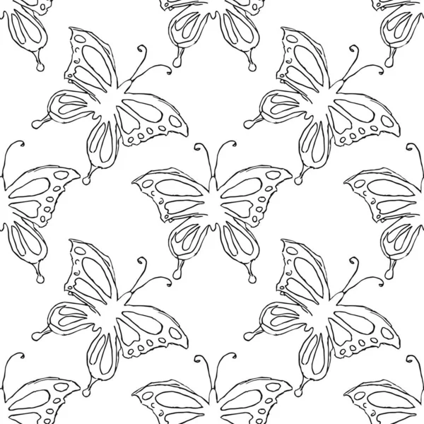 Zökkenőmentes Pillangó Minta Rajzolt Pillangó Háttér — Stock Fotó