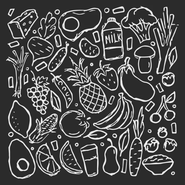 Значки Здоровой Пищи Рисунок Здорового Питания — стоковый вектор