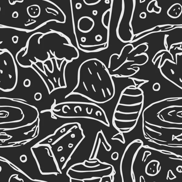 Naadloos Voedselpatroon Doodle Voedsel Achtergrond — Stockvector
