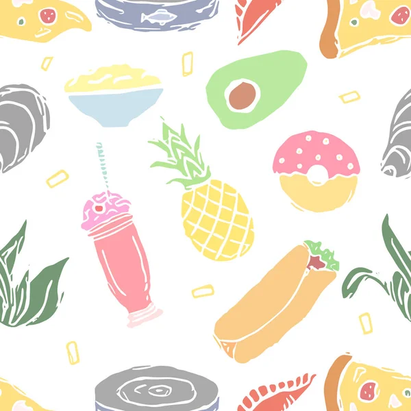 无缝食物的图案 Doodle Food Background — 图库矢量图片