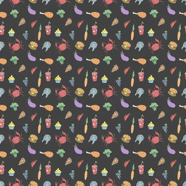 Seamless Food Pattern Colored Food Background — Stok fotoğraf
