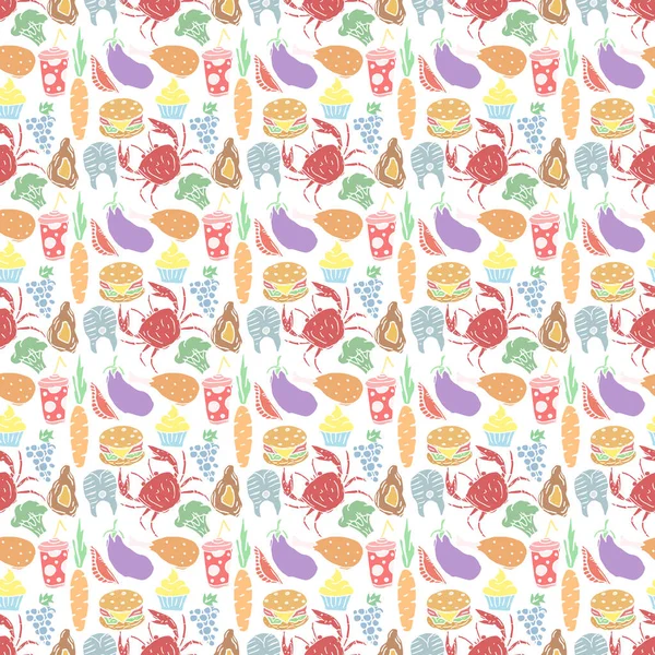 Seamless food pattern. Colored food background