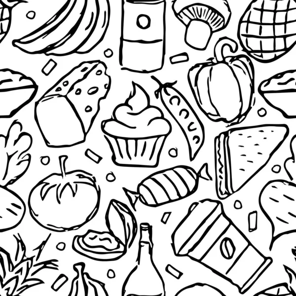 Seamless Food Pattern Drawn Food Background — Stock Photo, Image