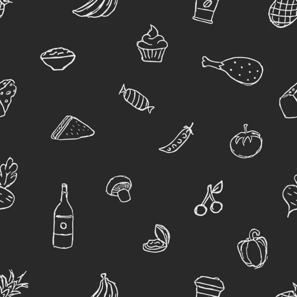 Seamless Food Pattern Drawn Food Background — Stock Photo, Image