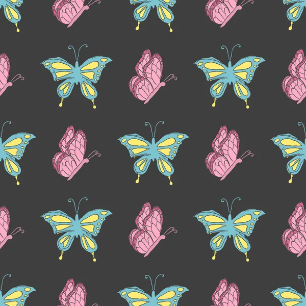 シームレスな蝶のパターン 描かれた蝶の背景 — ストック写真