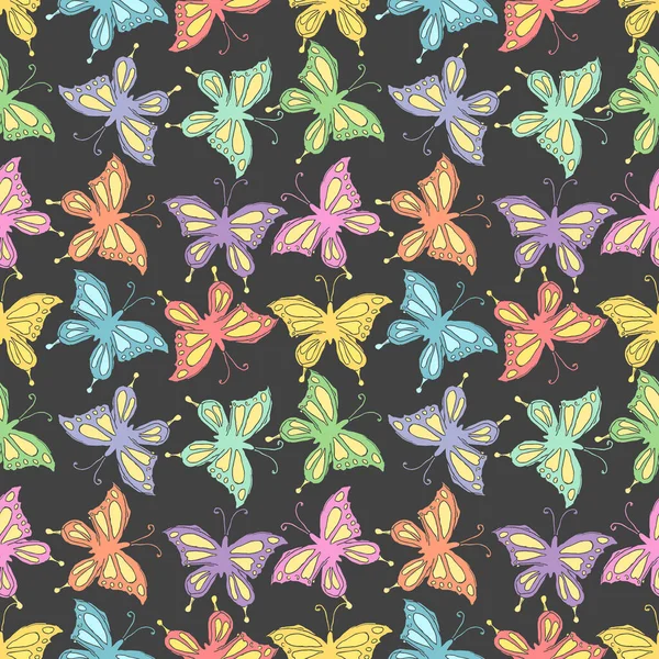 Naadloos Vlinderpatroon Getrokken Vlinder Achtergrond — Stockfoto
