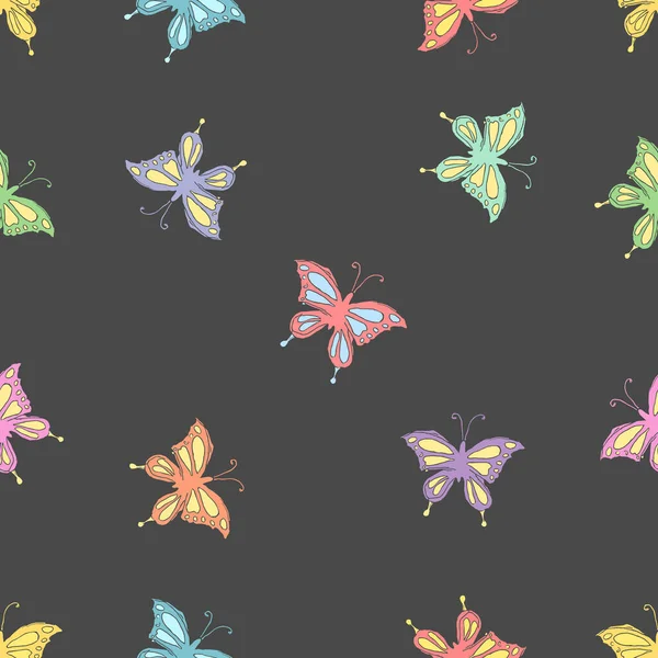 Bezproblémový Motýlí Vzor Nakreslené Pozadí Motýla — Stock fotografie