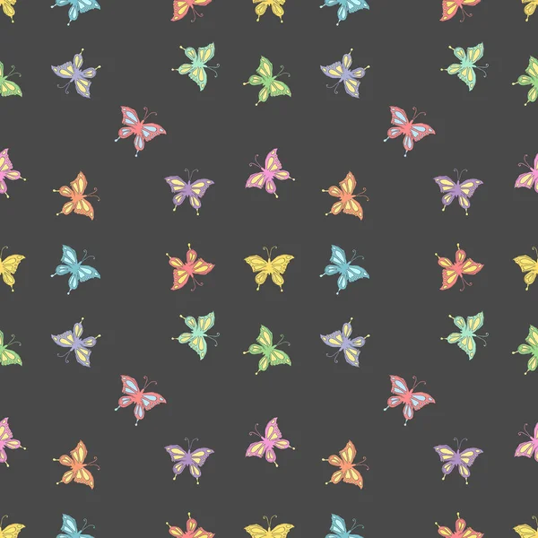 シームレスな蝶のパターン 描かれた蝶の背景 — ストック写真
