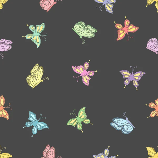 Bezproblémový Motýlí Vzor Nakreslené Pozadí Motýla — Stock fotografie