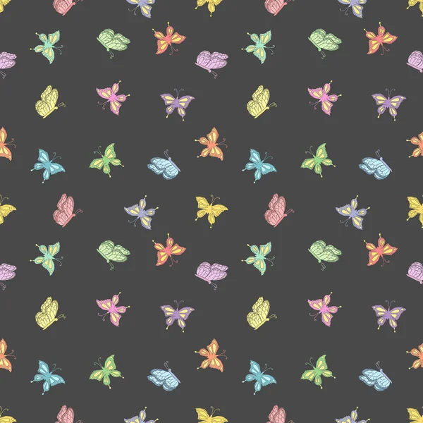 Nahtloses Schmetterlingsmuster Gezeichneter Schmetterling Hintergrund — Stockfoto