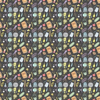 Okul düzeni. Okula dönelim. Karalama okulu geçmişi. Kusursuz okul illüstrasyonu