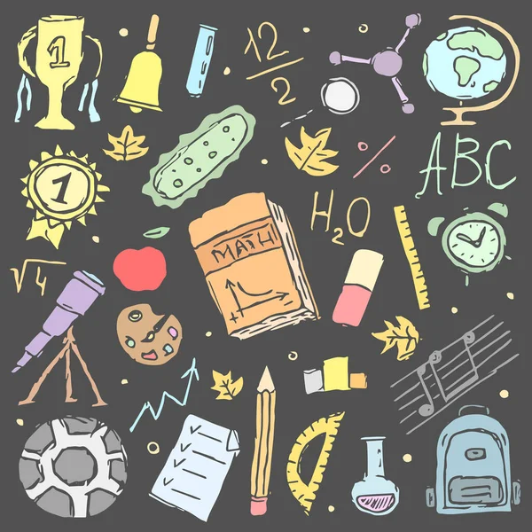 Шкільні Ікони Повернутися Школи Шкільне Тло Doodle Безшовна Шкільна Ілюстрація — стокове фото