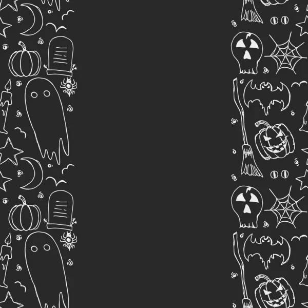 Halloweenkader Doodle Halloween Achtergrond Met Plaats Voor Tekst — Stockfoto