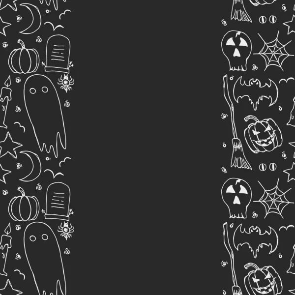 Moldura Halloween Doodle Halloween Fundo Com Lugar Para Texto — Fotografia de Stock