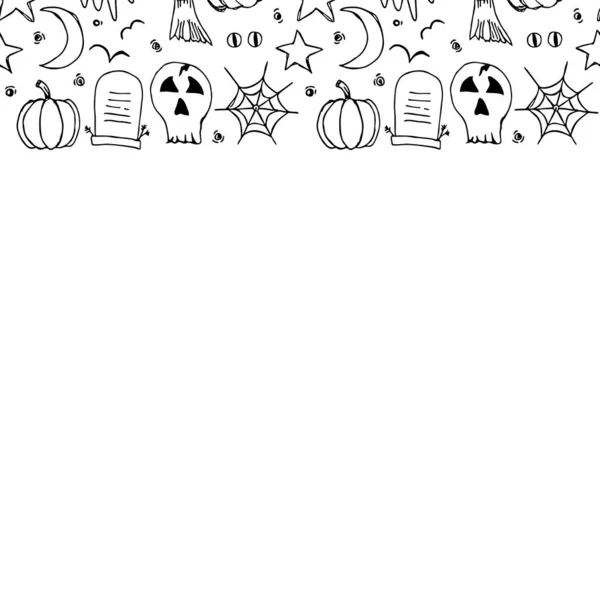 Marco Halloween Doodle Fondo Halloween Con Lugar Para Texto —  Fotos de Stock