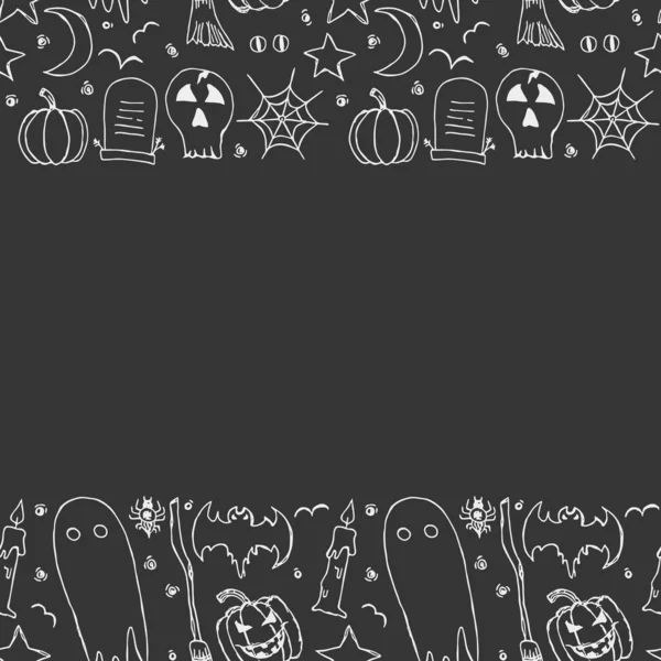 Moldura Halloween Doodle Halloween Fundo Com Lugar Para Texto — Fotografia de Stock