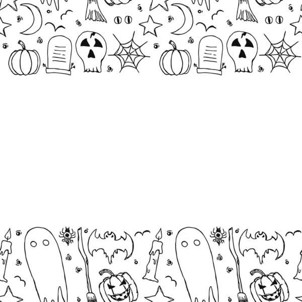 Halloweenkader Doodle Halloween Achtergrond Met Plaats Voor Tekst — Stockfoto