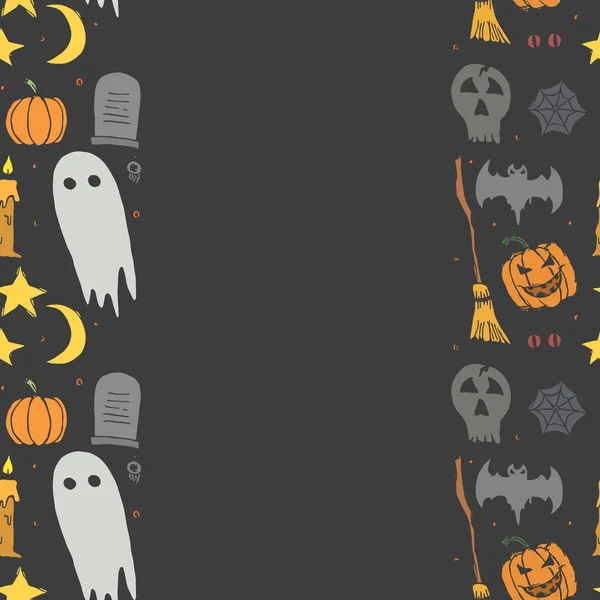 Halloween Keret Doodle Halloween Háttér Hellyel Szöveg — Stock Fotó
