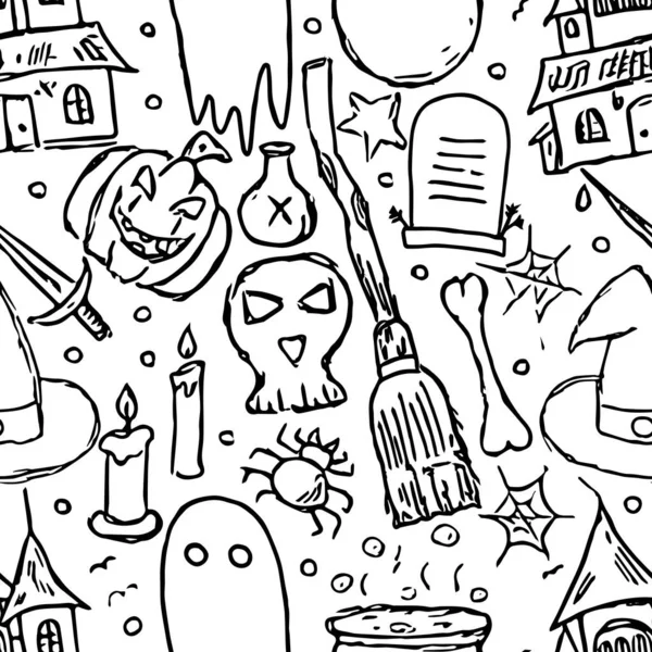 Halloween Vzor Doodle Halloween Pozadí — Stock fotografie