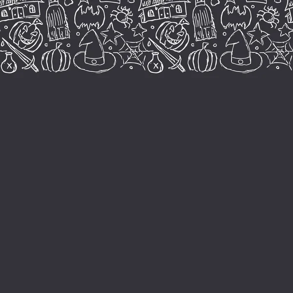 Bingkai Halloween Latar Belakang Halloween Doodle Dengan Tempat Untuk Teks — Stok Foto
