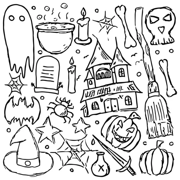 Des Icônes Halloween Doodle Halloween Fond — Photo