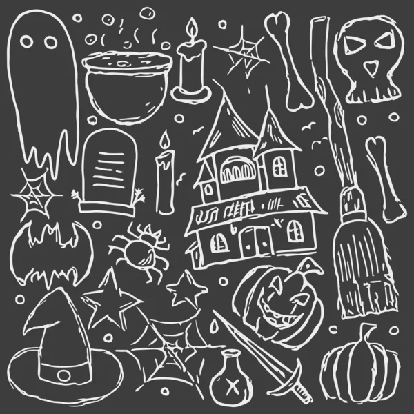 Cadılar Bayramı Ikonları Doodle Cadılar Bayramı Geçmişi — Stok fotoğraf