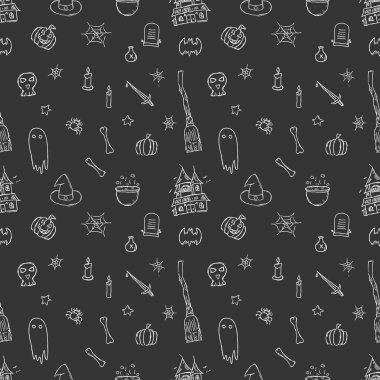 Seamless Halloween pattern. Doodle Halloween background