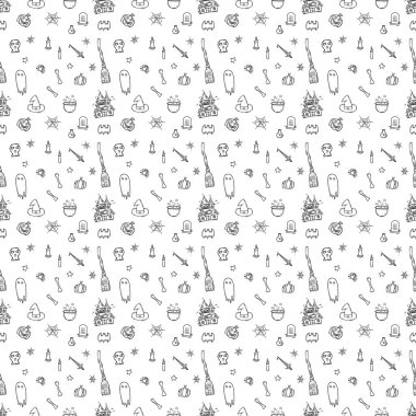 Seamless Halloween pattern. Doodle Halloween background