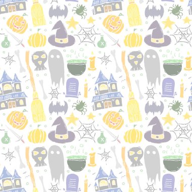 Seamless Halloween pattern. Doodle Halloween background