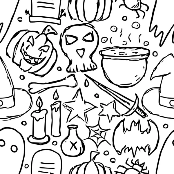 Seamless Halloween Pattern Doodle Halloween Background — Stok fotoğraf