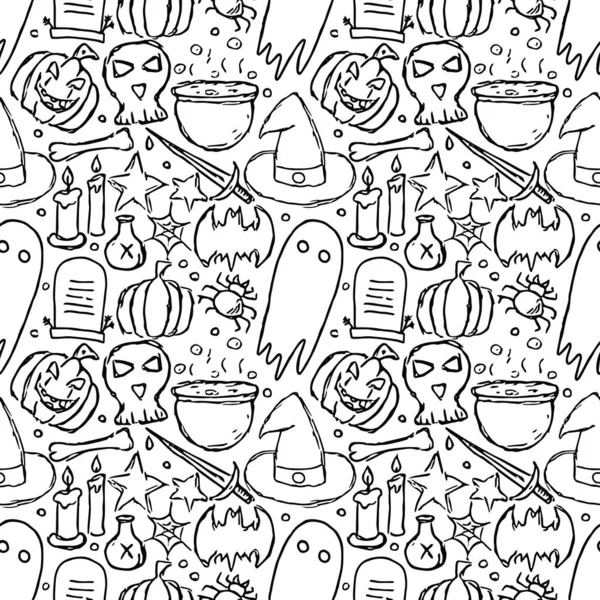 Seamless Halloween Pattern Doodle Halloween Background — Stock Fotó